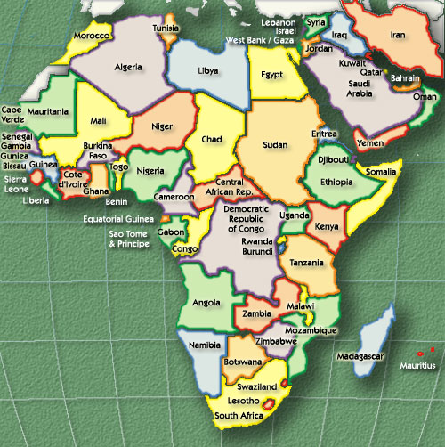 It's pretty much smack in the middle of the top part of Africa. On this map